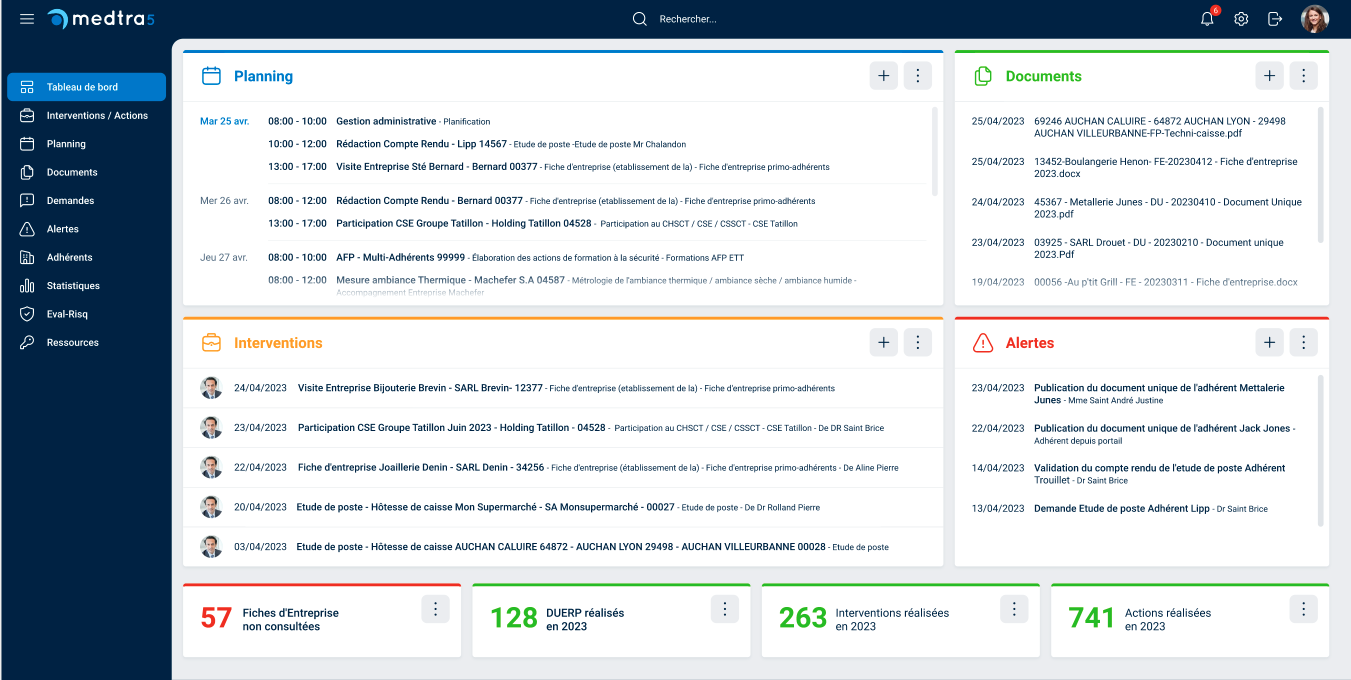Tableau de bord medtra5